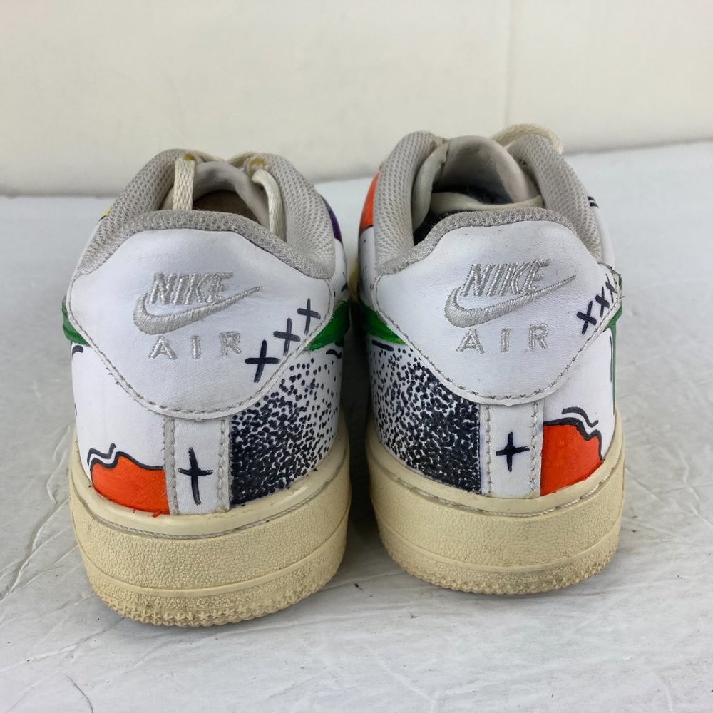 NIKE Air Force 1 AFi Custom Youth Boy Girl Sz 5.5 White Colorful Athletic Shoe - Picture 9 of 11